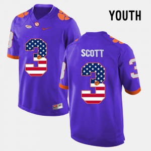 Kids US Flag Fashion #3 Clemson Tigers Artavis Scott college Jersey - Purple