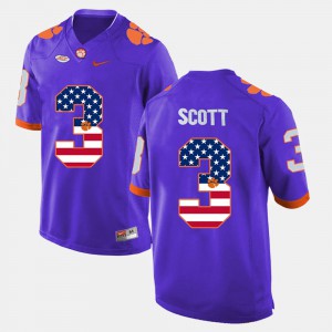 Men US Flag Fashion #3 Clemson Tigers Artavis Scott college Jersey - Purple
