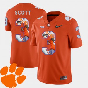 Men's Football #3 Pictorial Fashion Clemson Artavis Scott college Jersey - Orange