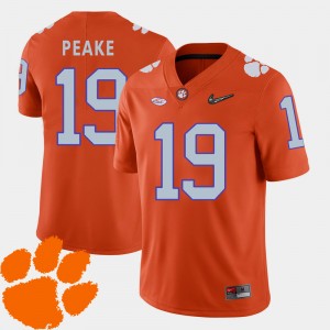 Men #19 Clemson Tigers 2018 ACC Football Charone Peake college Jersey - Orange